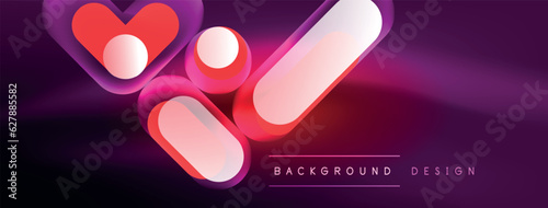 Neon circle abstract background. Template for wallpaper, banner, presentation, background