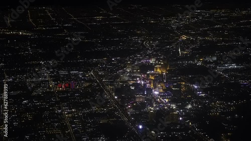 Aerial footage from the plane during the flight above the Las Vegas city