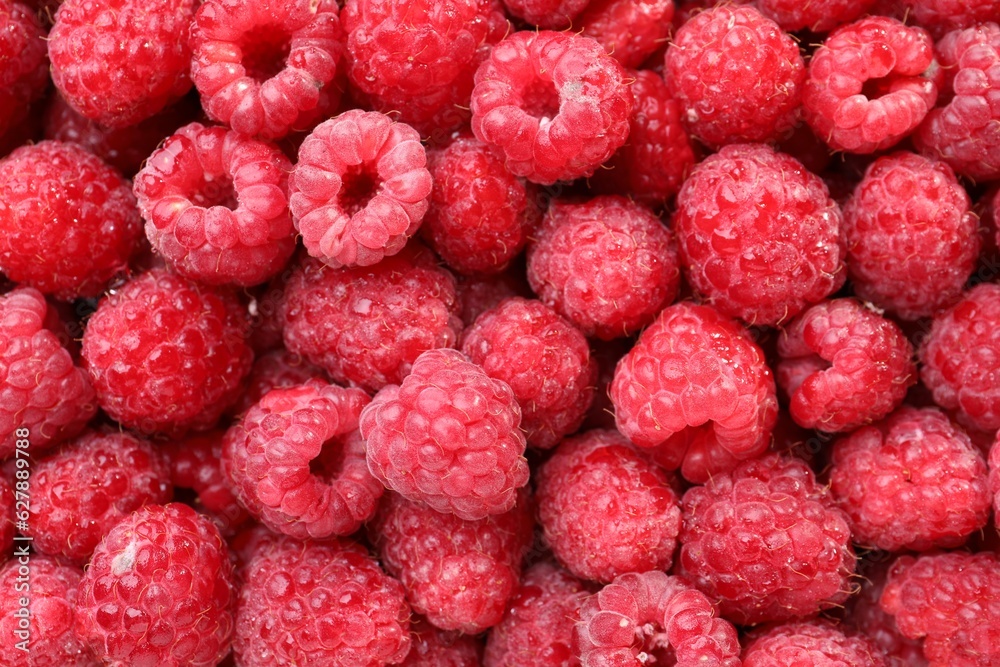 Heap of tasty ripe raspberries as background, top view Heap of tasty ripe raspberries as background, top view