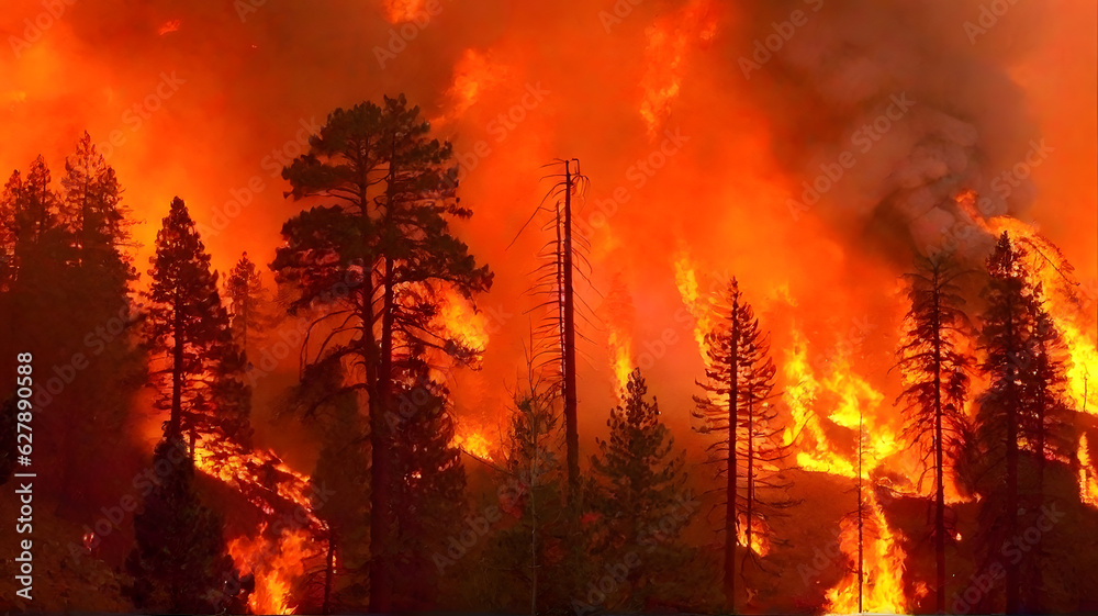 山火事、燃える森|Wildfire, burning forest. Generative AI 山火事、燃える森|Wildfire, burning forest. Generative AI