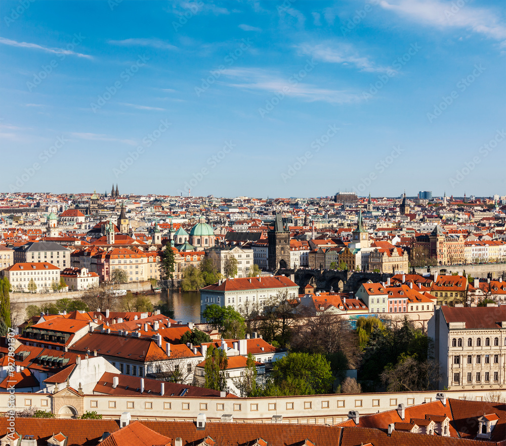 Aerial view of Prague from Prague Castle