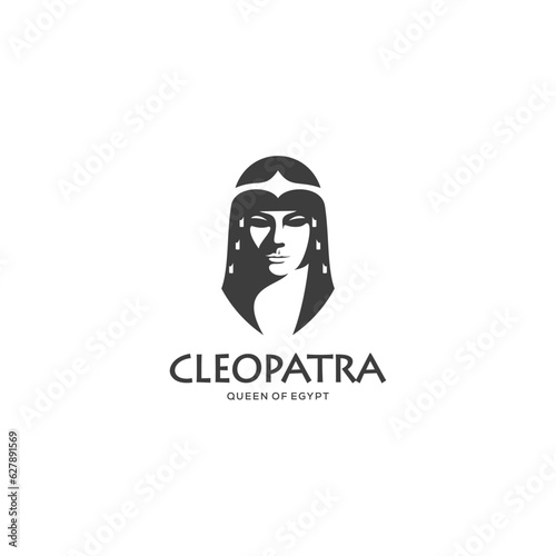 queen cleopatra logo with silhouette style on white background