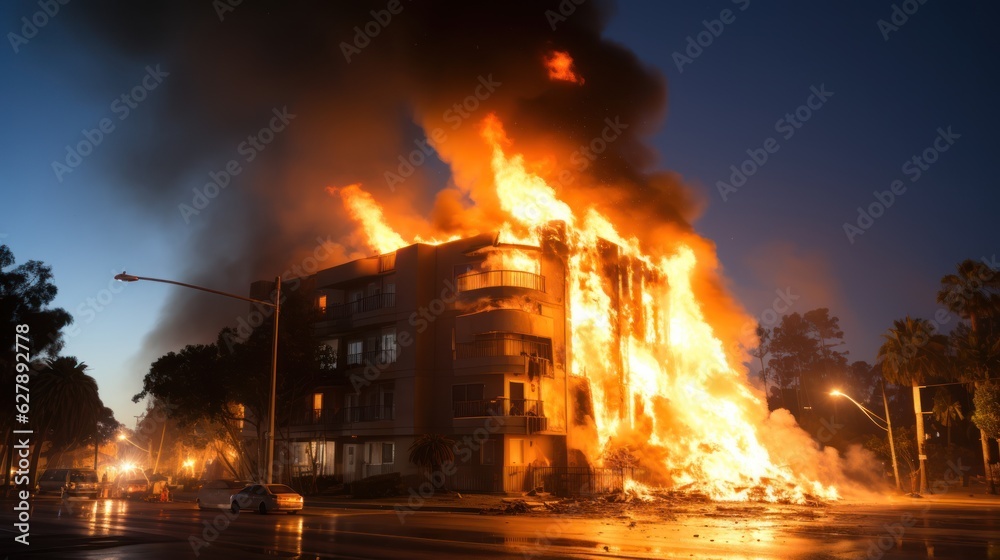 Inferno in the City: Apartment Building on Fire, generative ai