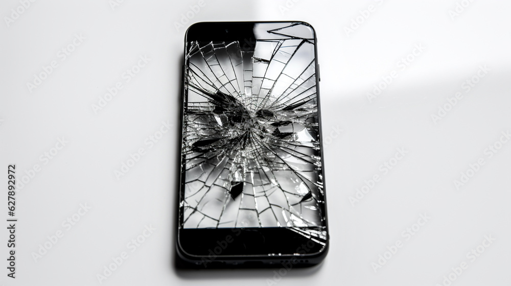 A cracked screen smartphone, Generative Ai A cracked screen smartphone, Generative Ai