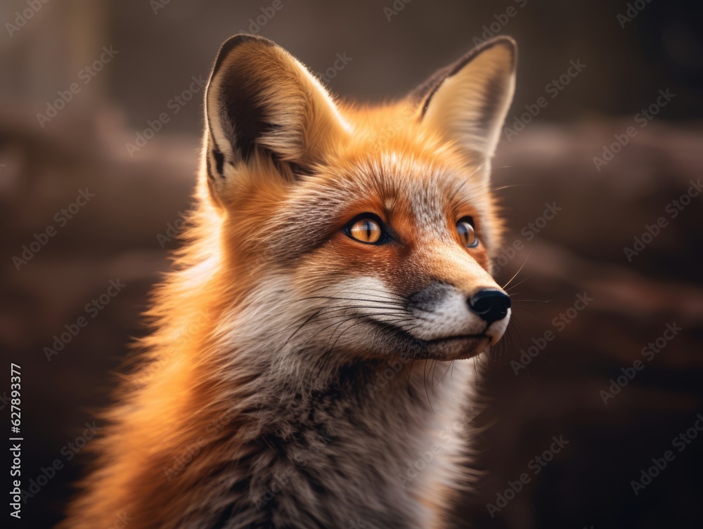 Obraz premium Graceful Red Fox in Natural Habitat Wildlife Illustration Generative Ai