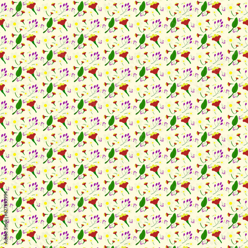 Abstract flower seamless pattern. Flat colorsn light background photo