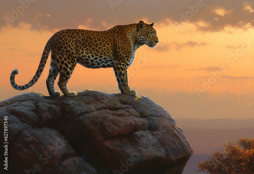 a cheetah on the wilderness, in the style of realistic depiction of light, light gold and orange