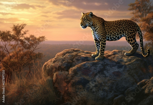 a cheetah on the wilderness, in the style of realistic depiction of light, light gold and orange