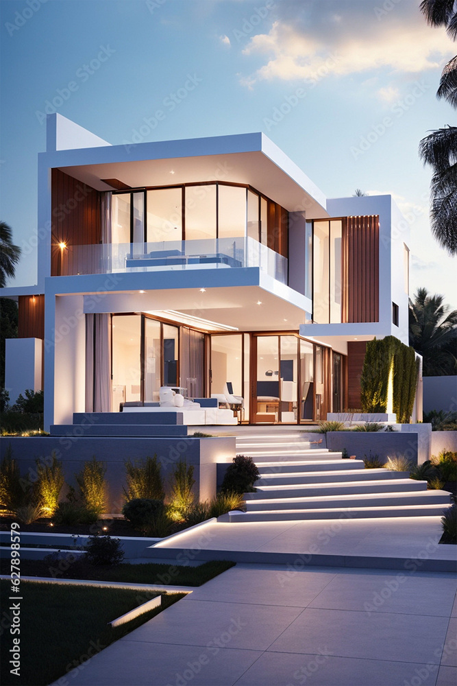 Modern home with a contemporary architectural style daylight Lighting
Modern home with a contemporary architectural style daylight Lighting