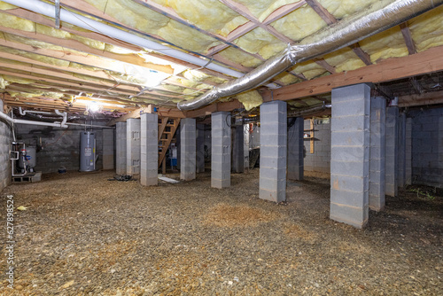 crawl space with concrete beams