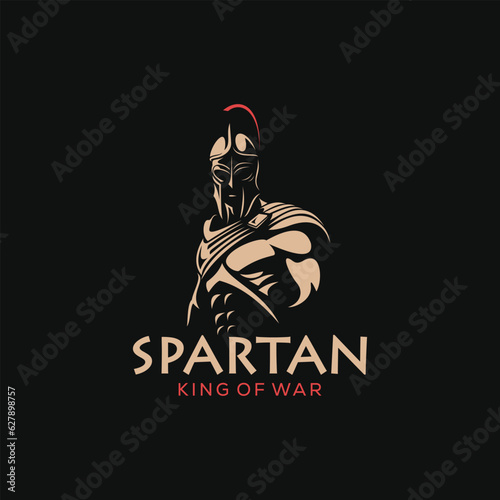 Leinwand Poster illustration of spartan king in armor and helmet