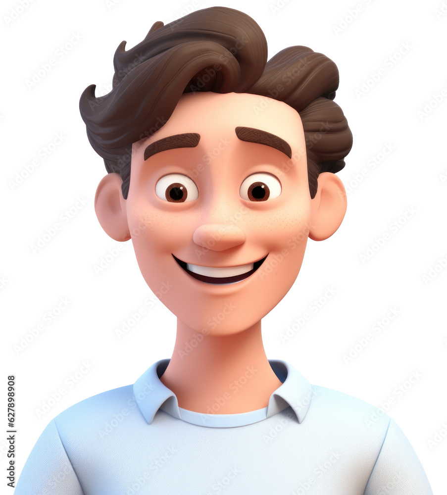 Happy smiling young man. 3D avatar character isolated. Happy smiling young man. 3D avatar character isolated.