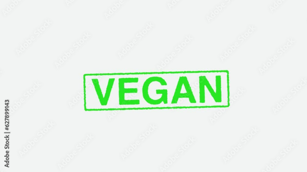 Close Up Real Hand Stamping Vegan Stamp on White Background Close Up Real Hand Stamping Vegan Stamp on White Background