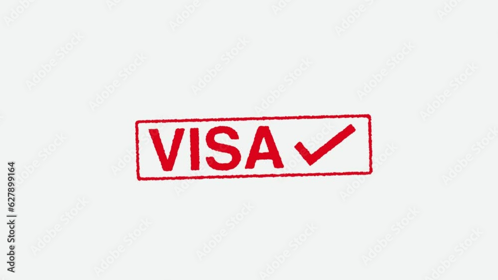 Close Up Real Hand Stamping Visa Stamp on White Background Close Up Real Hand Stamping Visa Stamp on White Background