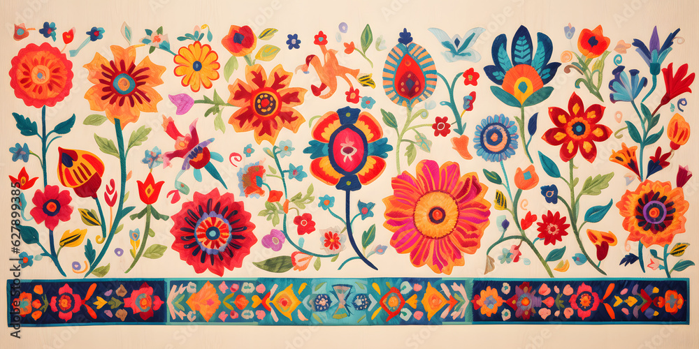 Fototapeta premium Indian pattern with flowers 