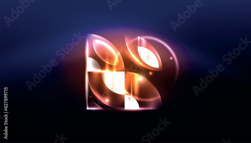 Abstract background vector neon glowing geometric elements. Hi-tech design for wallpaper, banner, background, landing page, wall art, invitation, prints, posters