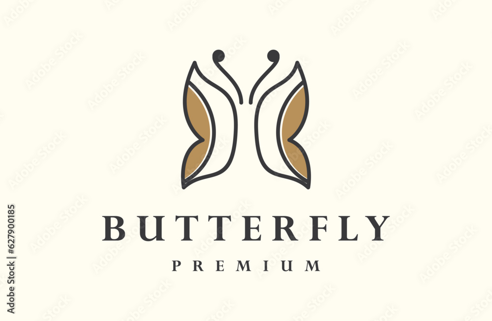 Fototapeta premium Butterfly logo. Luxury line logotype design. Universal premium 