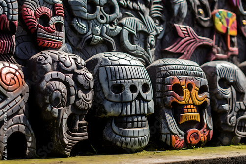 Mayan mexican handcrafts souvenirs carved wood mix 