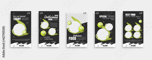 set of food post story social media banner template design. Creative design, easy Use for promotions you product. story food for your restaurant promotion