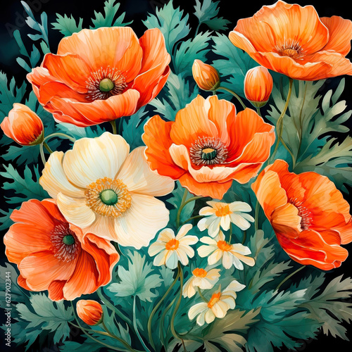 background with orange flowers