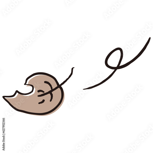 枯れ葉が舞うシンプルなイラスト（木枯らしが吹く）