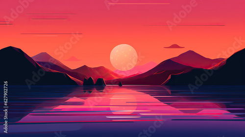 sunset in the mountains art