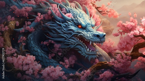 asian dragon splendor digital art illustration