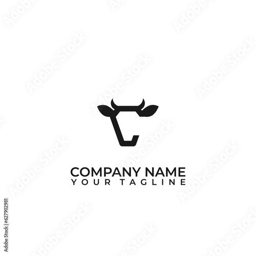 Letter C and cattle logo, head bull logo, monogram Logo Design.