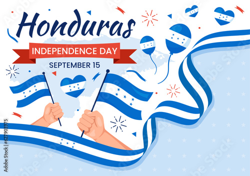 Happy Honduras Independence Day Vector Illustration on September 15 with Waving Flag Background in National Holiday Hand Drawn Templates