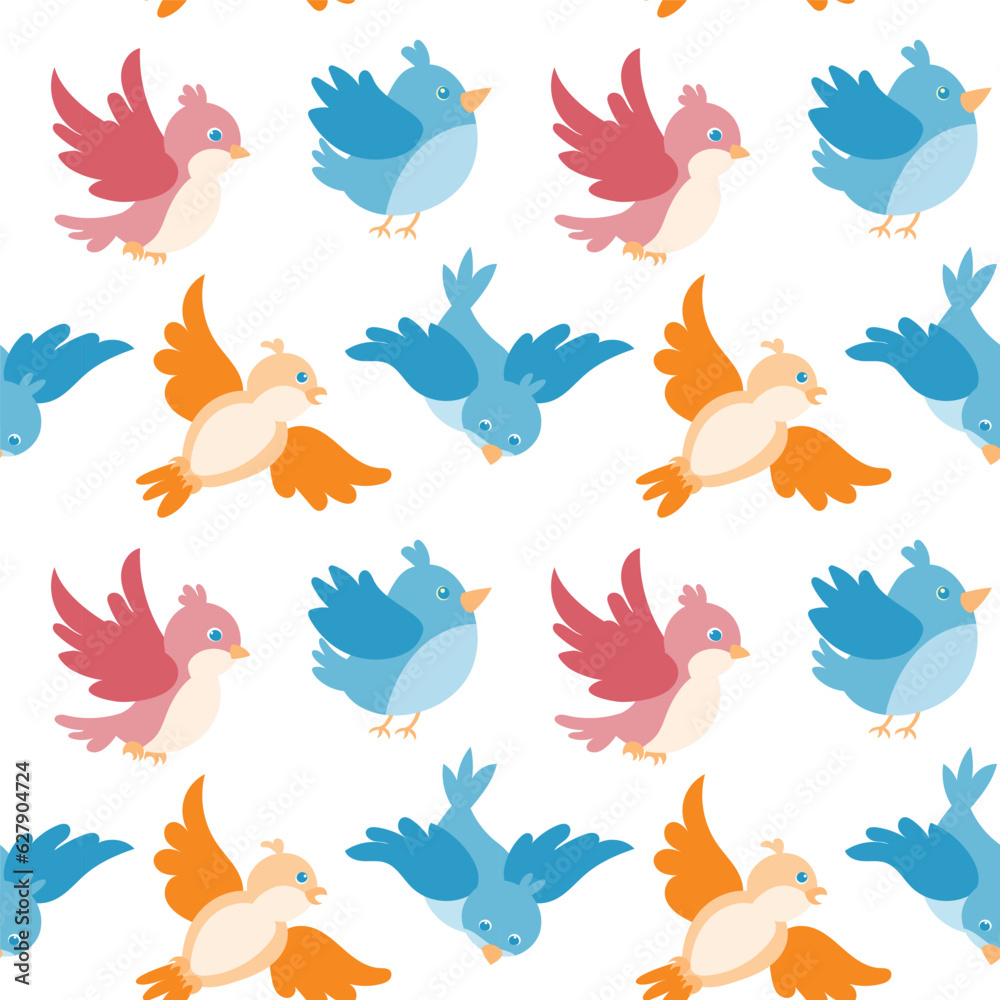 Cute birds flying seamless pattern background Cute birds flying seamless pattern background