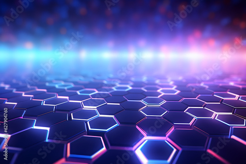 abstract 3D hexagons modern blue background  Digital image of light rays  stripes lines with blue light  AI generate