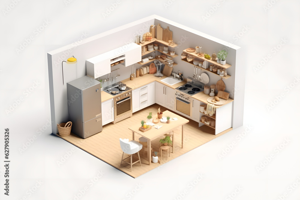 3d rendering isometric room in house  Made with Generative AI