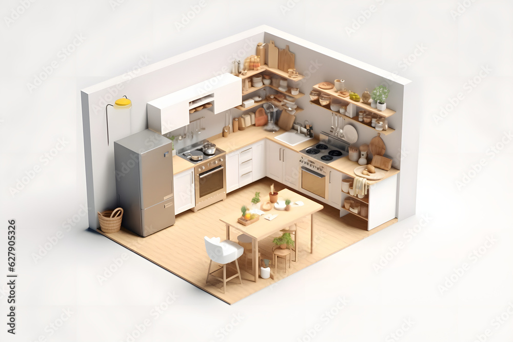 3d rendering isometric room in house Made with Generative AI 3d rendering isometric room in house Made with Generative AI