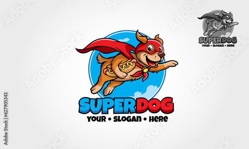 Super dog Character Mascot Logo Templates. Super dog with a cape and hotdog. An Unique Logo Design perfect for your company.