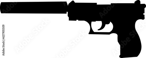 Weapon of Hand Gun Silhouette Illustration Vector