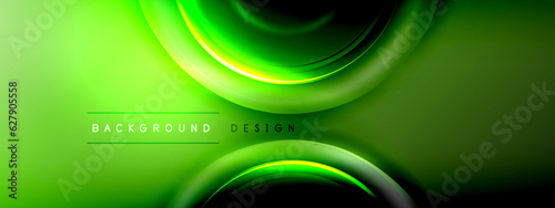 Circles lines and bubbles on bright glowing effect gradient with light and shadow effects. Dynamic interplay of light, shadow and depth. Futuristic and rhythmic technology design