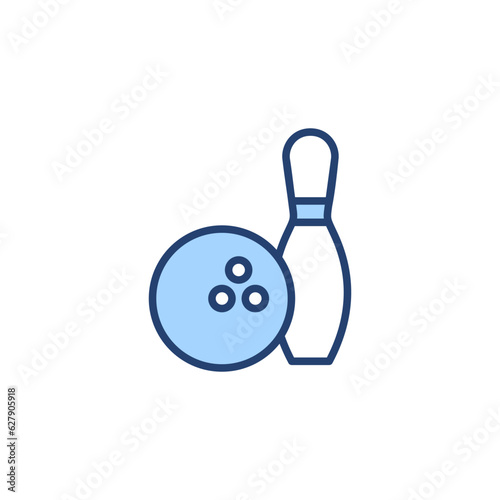 Bowling icon vector. bowling ball and pin sign and symbol.