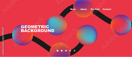 Network concept, line points connections geometric landing page background.