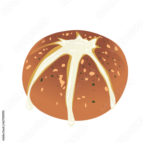 Illustration of Korean cheese garlic vector cream. Korean cake