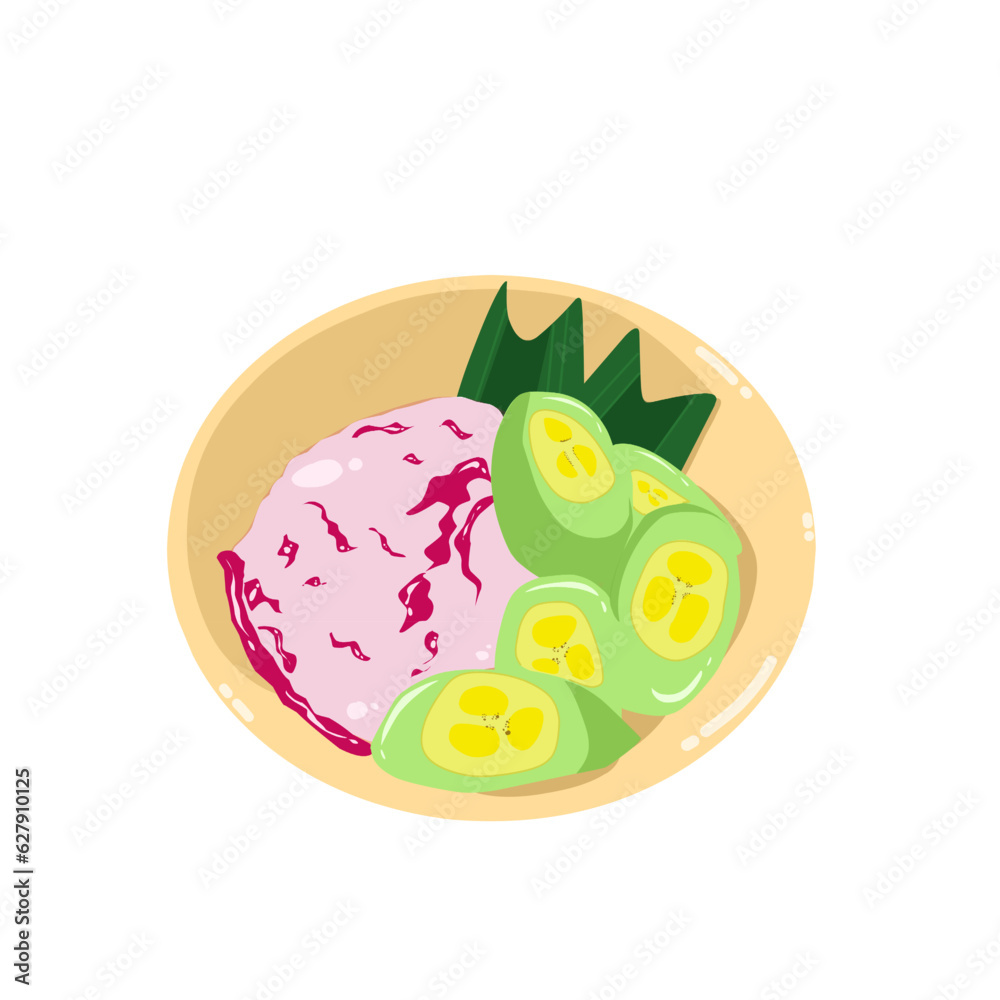 Green banana or pisang ijo vector illustration. Indodesia food Green banana or pisang ijo vector illustration. Indodesia food