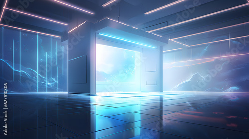 美しい未来的な背景とモダンなポディウムのイラスト No.061 | Illustration of Beautiful Futuristic Background with Modern Podium Generative AI