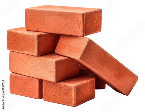 Stack of old red bricks isolated.