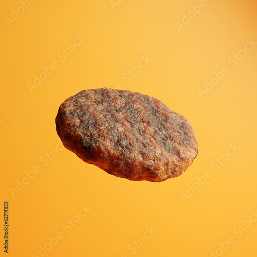 Foto 3D realistic juicy beef burger patty ,Grilled burger meat for commercial , Cooke