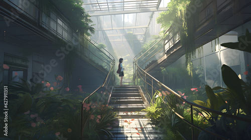                                                                                      No.042   Futuristic Oasis  A Modern Podium Conveying Beauty and Serenity Generative AI