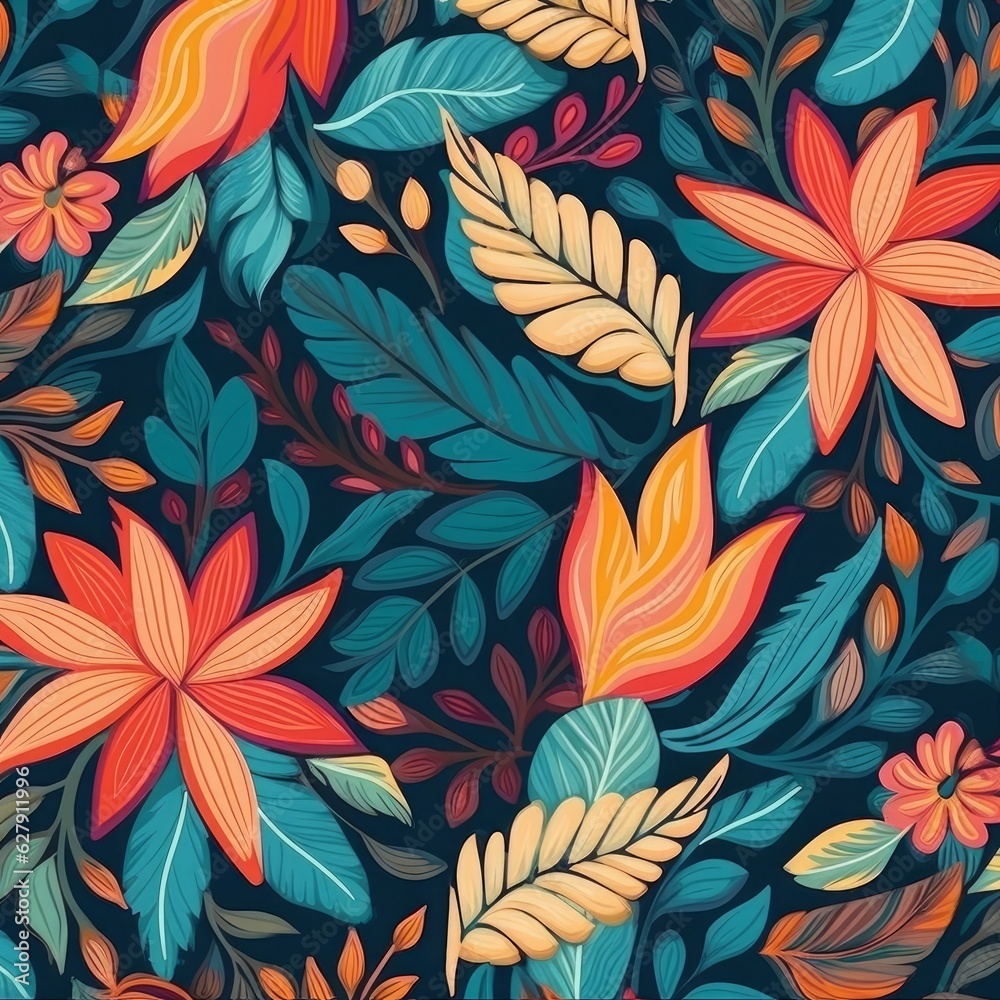 Boho Seamless flower Pattern Background, Generated by AI Boho Seamless flower Pattern Background, Generated by AI