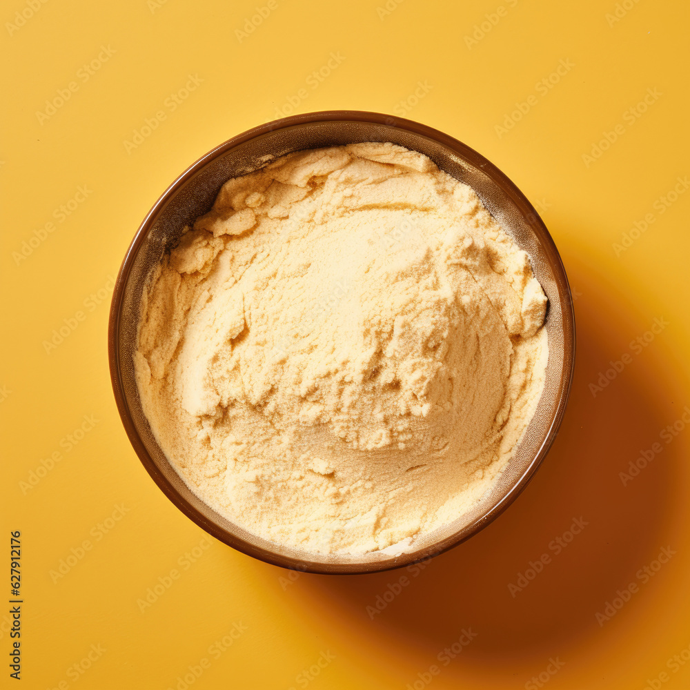 Raw pie dough on a yellow background