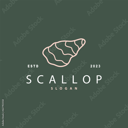 Seashell Logo, Inspirational Scallop Design With Pearl, Ocean Animals, Vector Jewelry Luxury Shell Beauty And Cosmetic