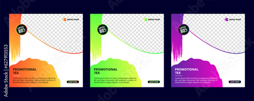 Set of square web banner template. Suitable for social media post and web internet ads. Vector illustration