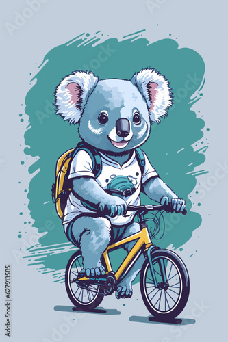 Cute Koala riding on sports cycling
