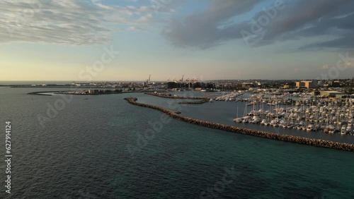 Wallpaper Mural Aerial view of Fremantle Harbor with boats at sunset, Western Australia Torontodigital.ca